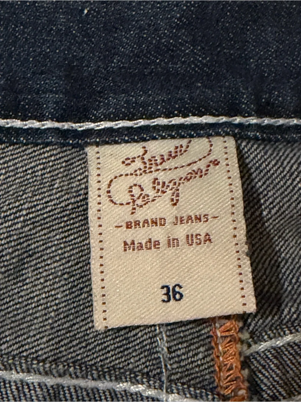 Y2K True Religion Men's Billy Dark Blue Jeans White Stitching